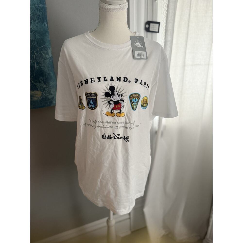 T-Shirt Logo 2 Parks Icons White L Parks Icon White Disneyland Paris NWT